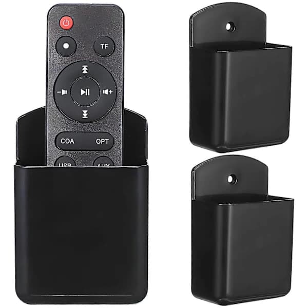 3 stk Fjernkontrollholder TV Fjernkontrollholder Veggfeste Fjernkontrolloppbevaring Veggmontert Oppbevaring For Soverom Bobil Svart 10.00X6.40X3...