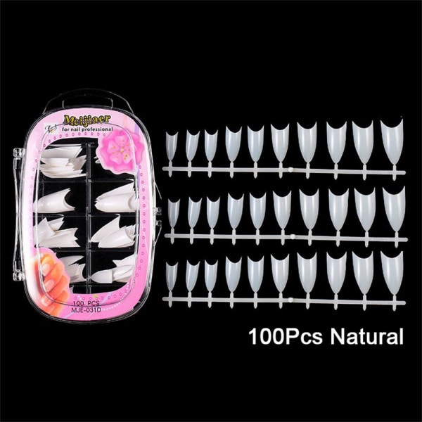 100pcs/box False Nail Tips Fake Nails Coffin 05 Natural