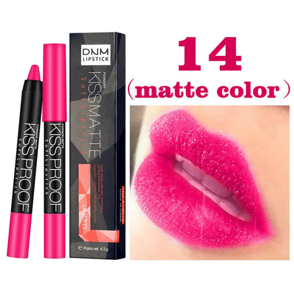 1pc Matte Lipstick Pencil Lip Gloss Nude Velvet 14