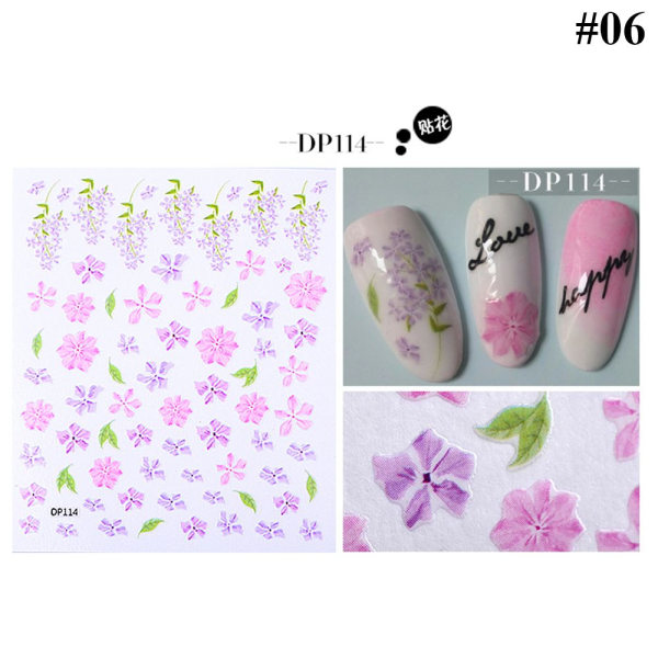 20 Styles Nail Art Stickers Flower Animal Feather Diy Manicure 6
