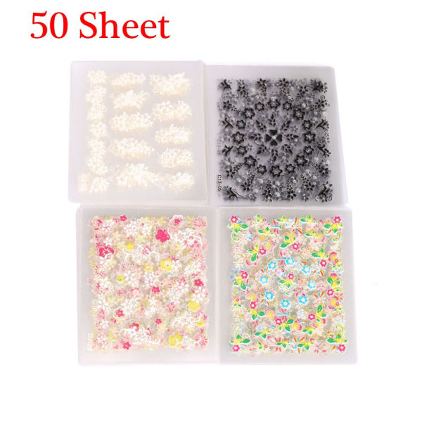30/50 Sheets Flower Nail Art Stickers Manicure Tips 50 Sheet