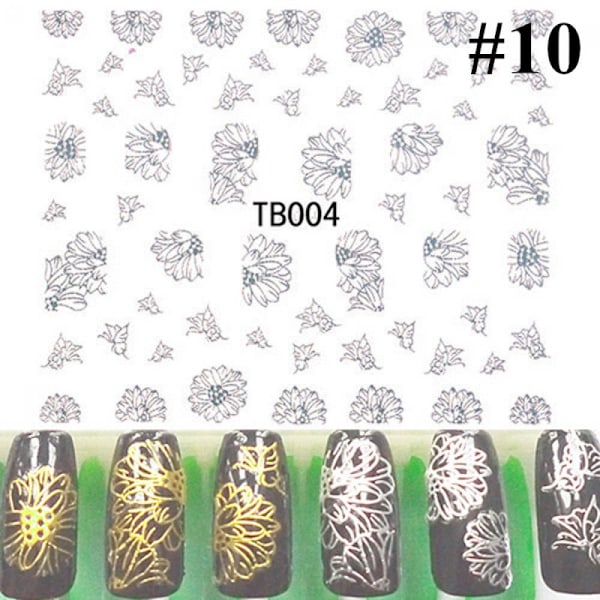 3d Flower Nail Art Stickers Gold/silver 10