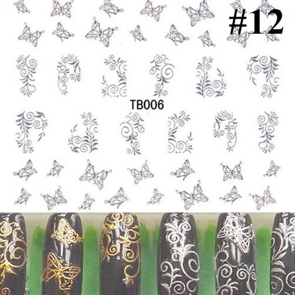 3d Flower Nail Art Stickers Gold/silver 12