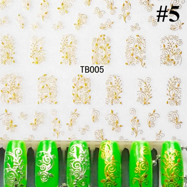 3d Flower Nail Art Stickers Gold/silver 5