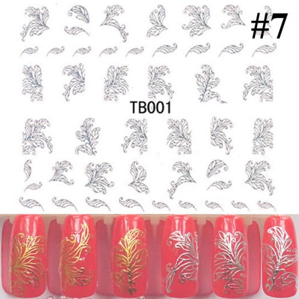 3d Flower Nail Art Stickers Gold/silver 7