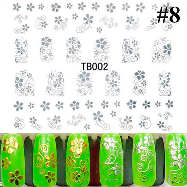 3d Flower Nail Art Stickers Gold/silver 8