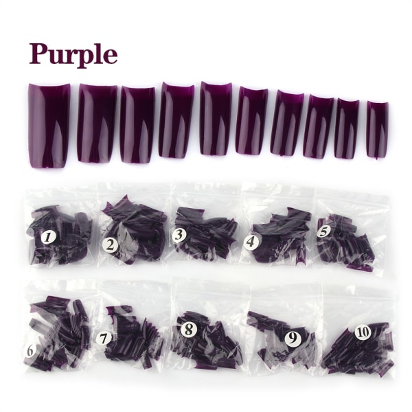 500pcs French Fake Nail Tips Manicure Tool Full Cover Purple
