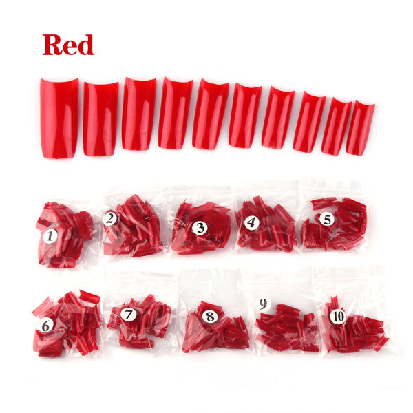 500pcs French Fake Nail Tips Manicure Tool Full Cover Red