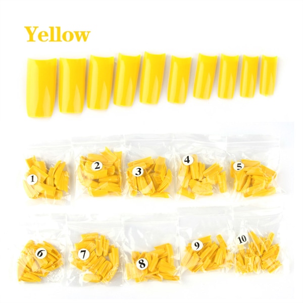 500pcs French Fake Nail Tips Manicure Tool Full Cover Yellow