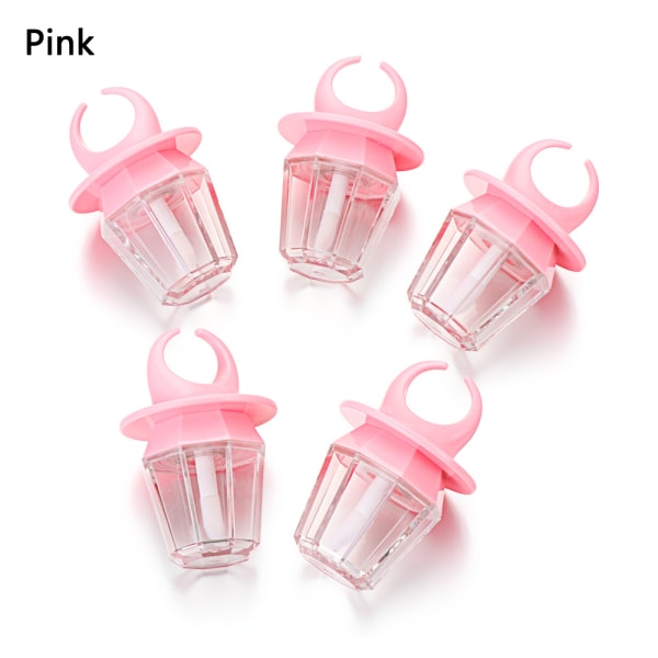 5pcs Lip Gloss Tubes Balm Base Sample Bottle Pink