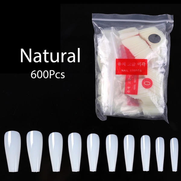 False Nail Tips Coffin Fake Nails Full Cover Natural-600pcs