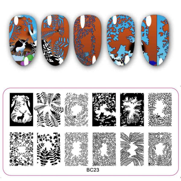 Nail Art Template Flower Leaf Stamping Plates Image Stencil Bc23