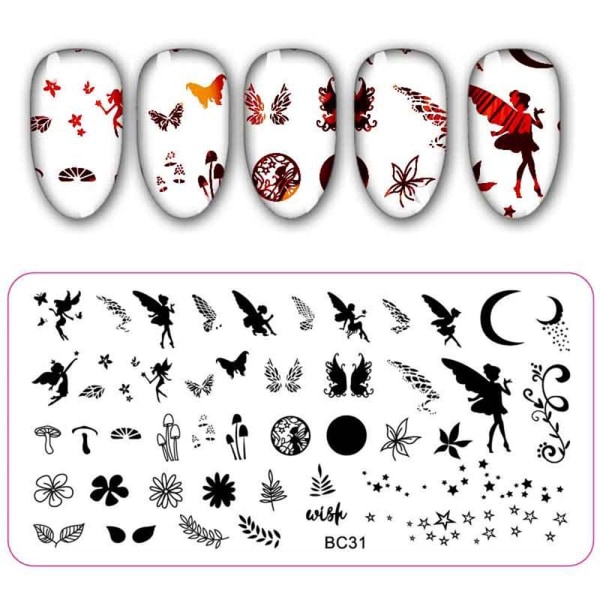 Nail Art Template Flower Leaf Stamping Plates Image Stencil Bc31