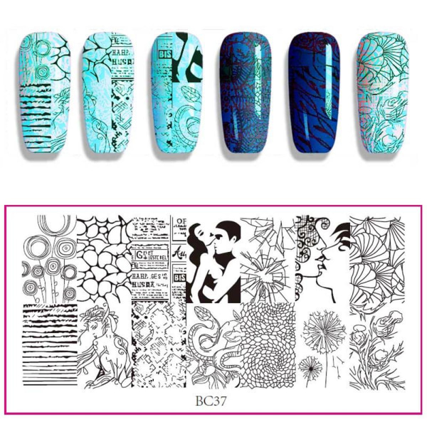 Nail Art Template Flower Leaf Stamping Plates Image Stencil Bc37