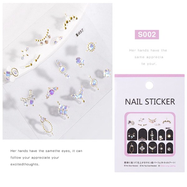 Nail Embossed Stickers 3d Acrylic Engraved Flower S002