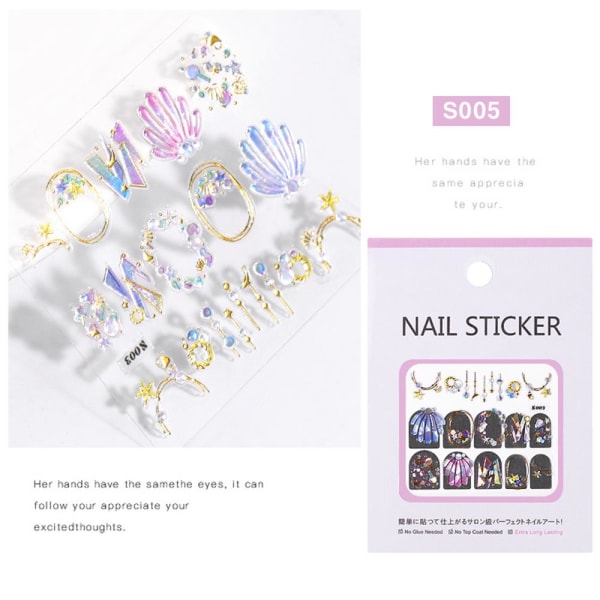 Nail Embossed Stickers 3d Acrylic Engraved Flower S005