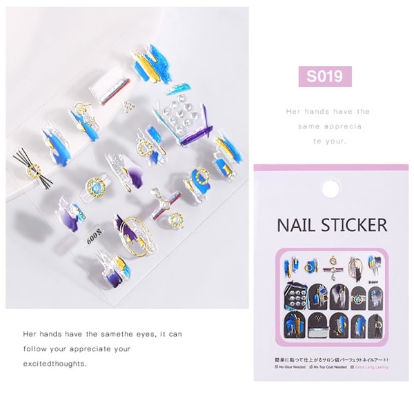 Nail Embossed Stickers 3d Acrylic Engraved Flower S019