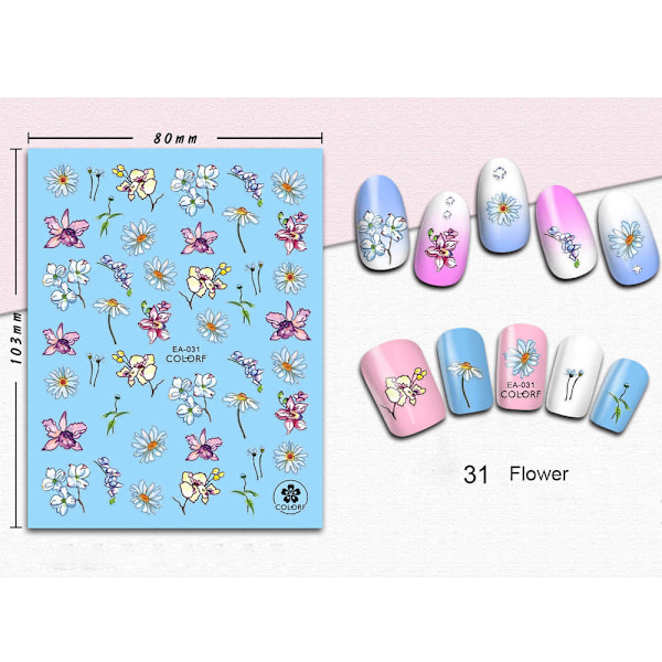 Nail Embossed Stickers 5d Acrylic Engraved Flower 31