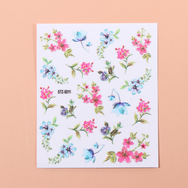 Nail Embossed Stickers 5d Acrylic Engraved Flower Design 11