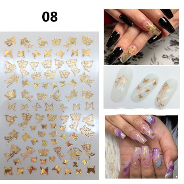 Nail Stickers 3d Butterfly Holographic 08