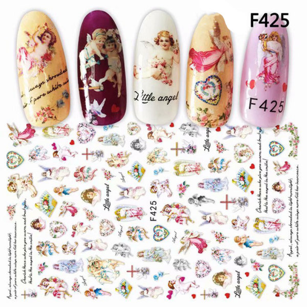 Nail Stickers 3d Flower Angel Holographic F425