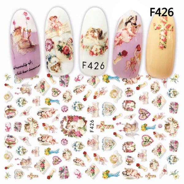 Nail Stickers 3d Flower Angel Holographic F426