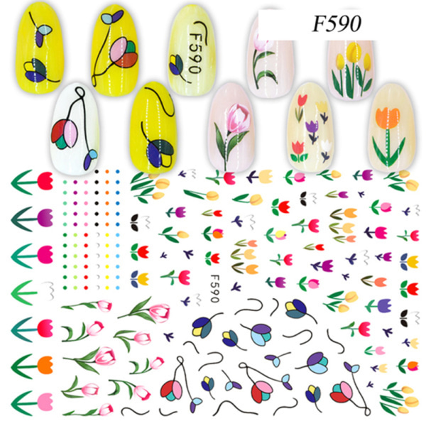 Nail Stickers Russia Letter Word Flowers F590