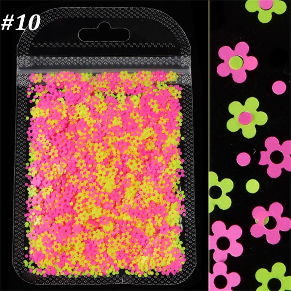 Neon Flower Nail Sequins Glitter Flakes Art Slices 10