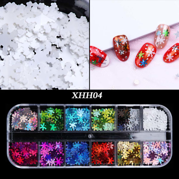 Snowflake Nail Sequins Manicure Tips Winter Sticker Xhh04