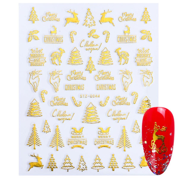 Xmas Nail Stickers Transfer Decals Christmas Theme Stz-g044 Gold