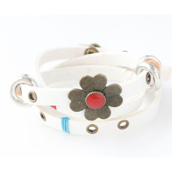 Köp Armband Vitt läder med Blomma och berlocker | Fyndiq