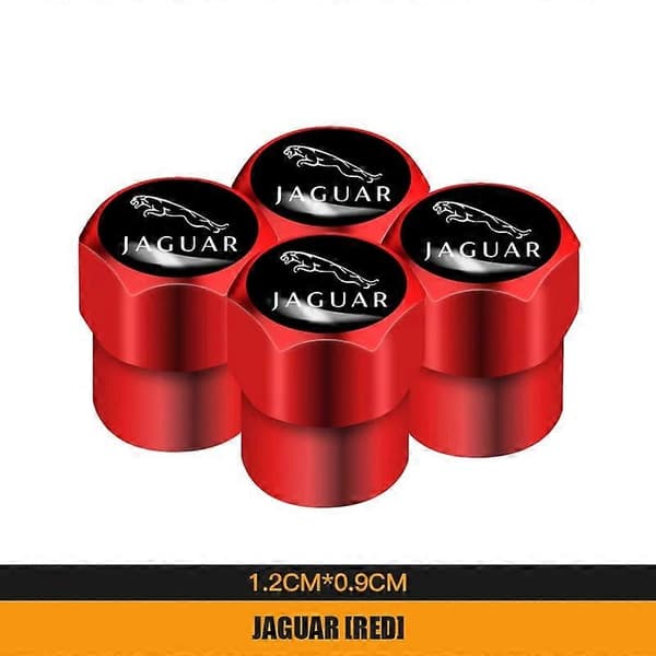 4 stk 3D Metall Bil Dekkventilhetter Vanntett Støvdeksel For Jaguar XEL F-TYPE XFL F-PACE E-PACE I-PACE XF Hjul Tilbehør-Motorvogn Hjuldeler_ B Rød