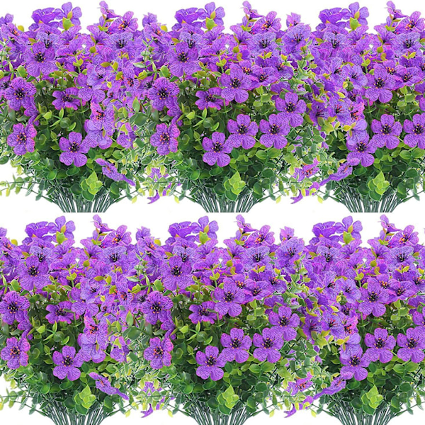 10 Konstgjorda Blommor, Lila Konstgjorda Blommor, UV-Beständiga Växter