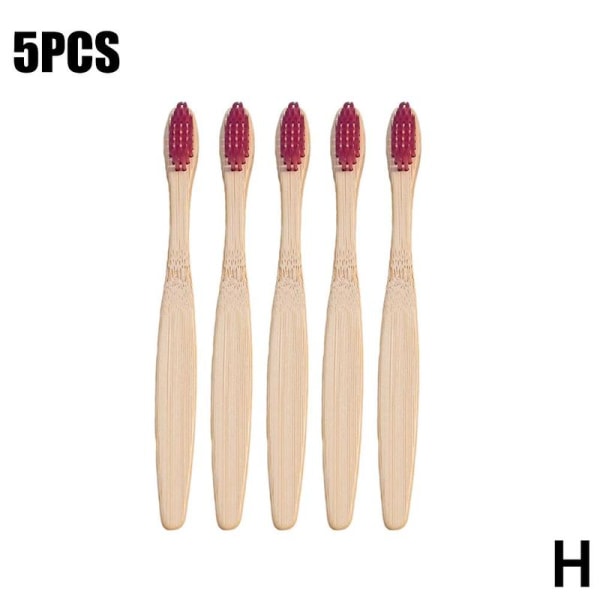 5pcs Colorful Natural Bamboo Toothbrush Set Soft Bristles