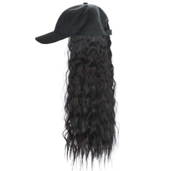 Baseball Cap Hat Wig Wavy Curly Long Synthetic Hair Hairpiec Darkbrown