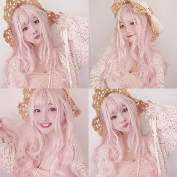 Lolita Peach Pink Hair Cosplay Costume Performance Stylish Party