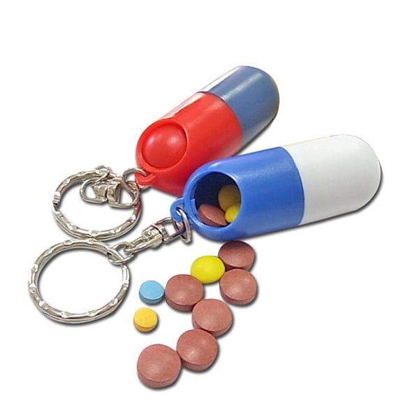 Portable Mini Capsule Shaped Pill Box Abs Plastic With B Blue