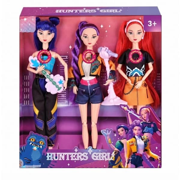3x Sining Kpop Demon Hunters Fidget Toy - Rumi Mira Zoey Comfort Dolls, Bursdag, Med Temamusikk