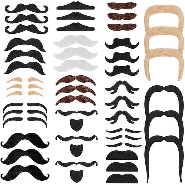 Falske Mustasjer, 48 Stykker Selvklistrende Nyhet Falske Skjegg Voksne Barn Gjenbrukbare