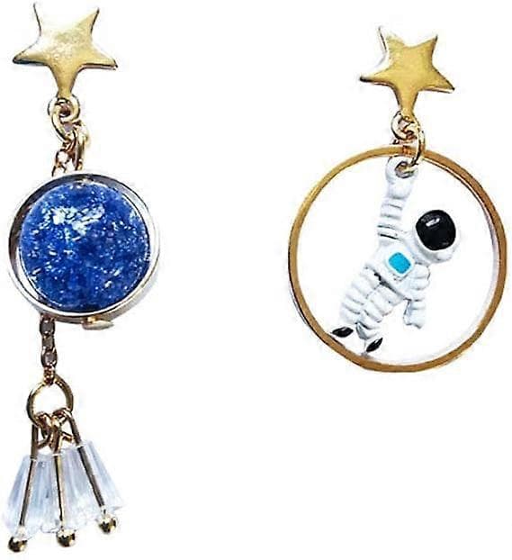 Cosmic Series Saturn Asymmetriske Astronaut Drop&Dangle Øredobber for Kvinner, Måne Planet Stjerne Øredobber for Jenter