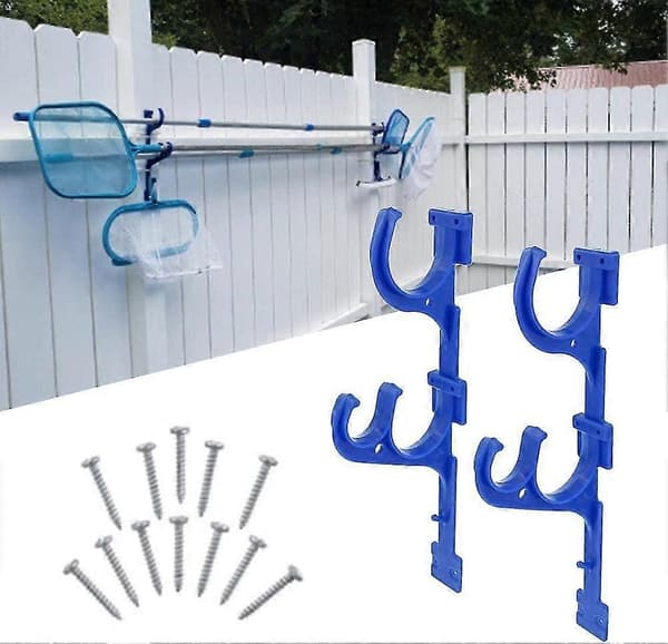 2 stk. Plastbassengstang Holder, Med Skrueoppbevaring, Plastbassengstang Holder Med Skrueoppbevaring For Rengjøringstilbehør