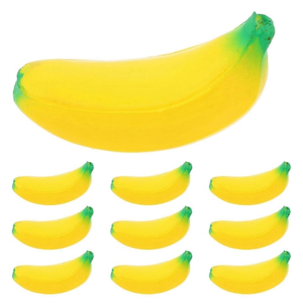 10 stk. Morsom Banan Klemmeleke Simuleringsfrukt Elastisk Leke Dekorativ Frukt Dekompresjonsleke