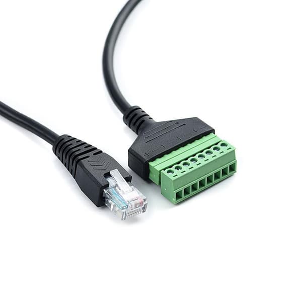 RJ45 Hann til 8-pins Skrueklemmekontakt, Terminal Breakout Board Kabel for Cat5 /6/7 AV CCTV, 12 tommer