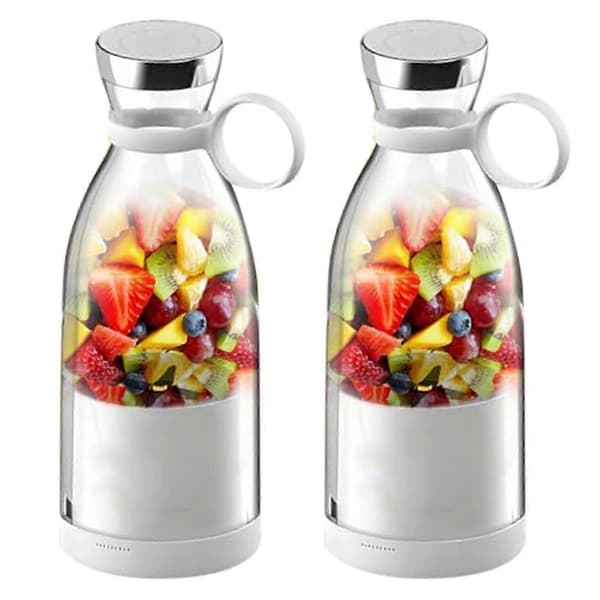2X Bærbar Juice Blender Genopladelig Juicer Kop med Rejsekop og Låg til Fremstilling af Juice og Smoothies 420ML