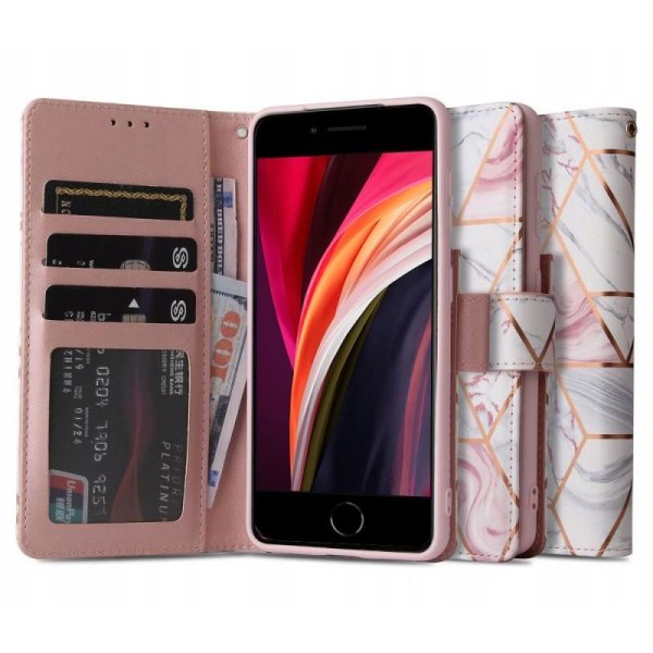 ExpressVaruhuset Iphone 7/8/se (2020) Pung Etui Tech-protect Marble 4-rum Pink
