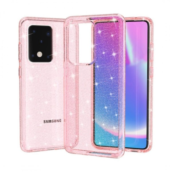 ExpressVaruhuset Samsung S20 Ultra Stødabsorberende Mobilcover Sparkle Rose Gold Pink