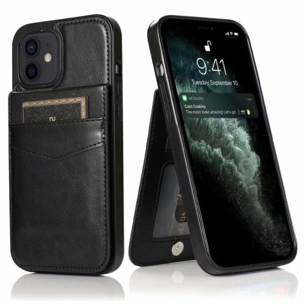 ExpressVaruhuset Iphone 12 Mini Mobil Cover Kortholder 6-slot Retro V3 Black