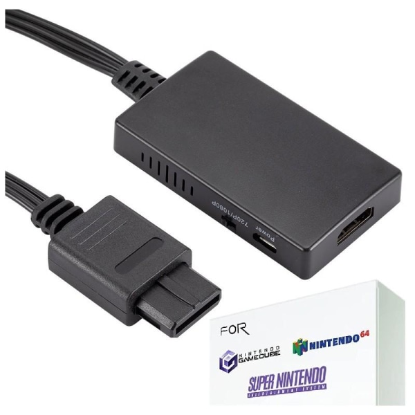 ExpressVaruhuset Hdmi Adapter Til N64 / Gamecube Snes Med 720p/1080p Switch Black