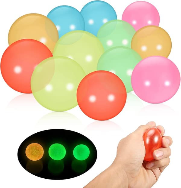 12 st Glödande boll Sticky Wall Ball Stress relief Tak Glödande Sticky Ball Stress relief