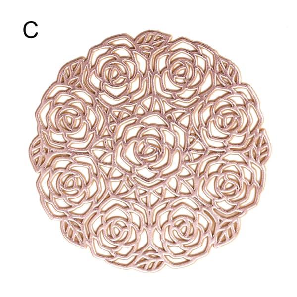 YISHI Pyöreät lasinaluset juomille, 6 kpl Rose-kuvioitu PVC
